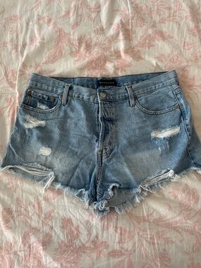Aeropostale Light Blue Distressed High-Rise Denim Shorts